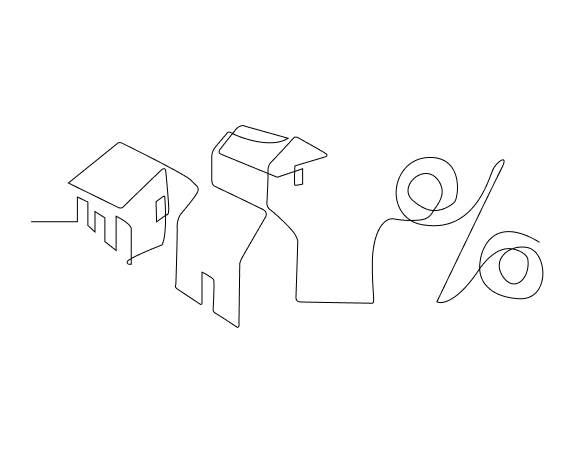 Illustration of a home and percentage sign representing MERIX Financial Prime Rate History
