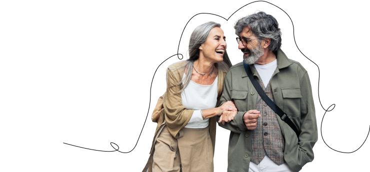 Man and woman laughing